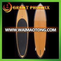 Surf long board stand up paddle board with bamboo veneer